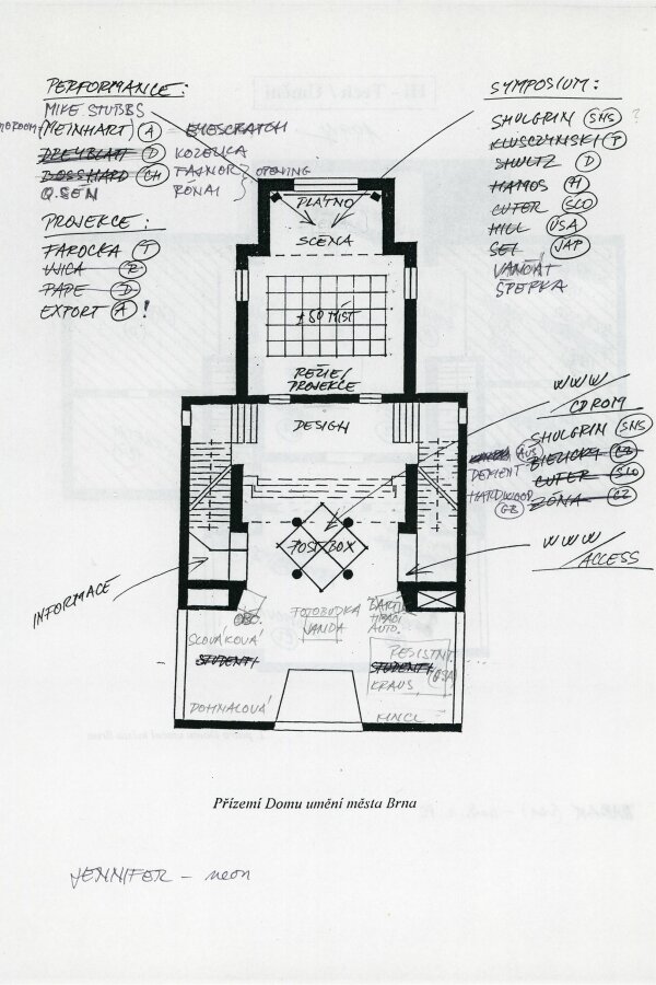 Plán instalace výstavy, Dům umění, přízemí (osobní archiv Tomáše Rullera, VKB)